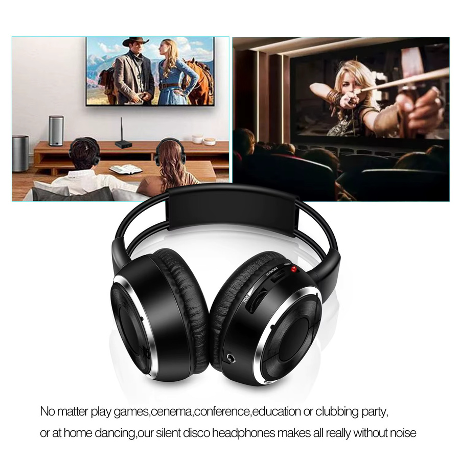 CATASSU Silent Disco Set mit 3 kabellosen Kopfhörern und 1 Sender in Schwarz - Bild 5