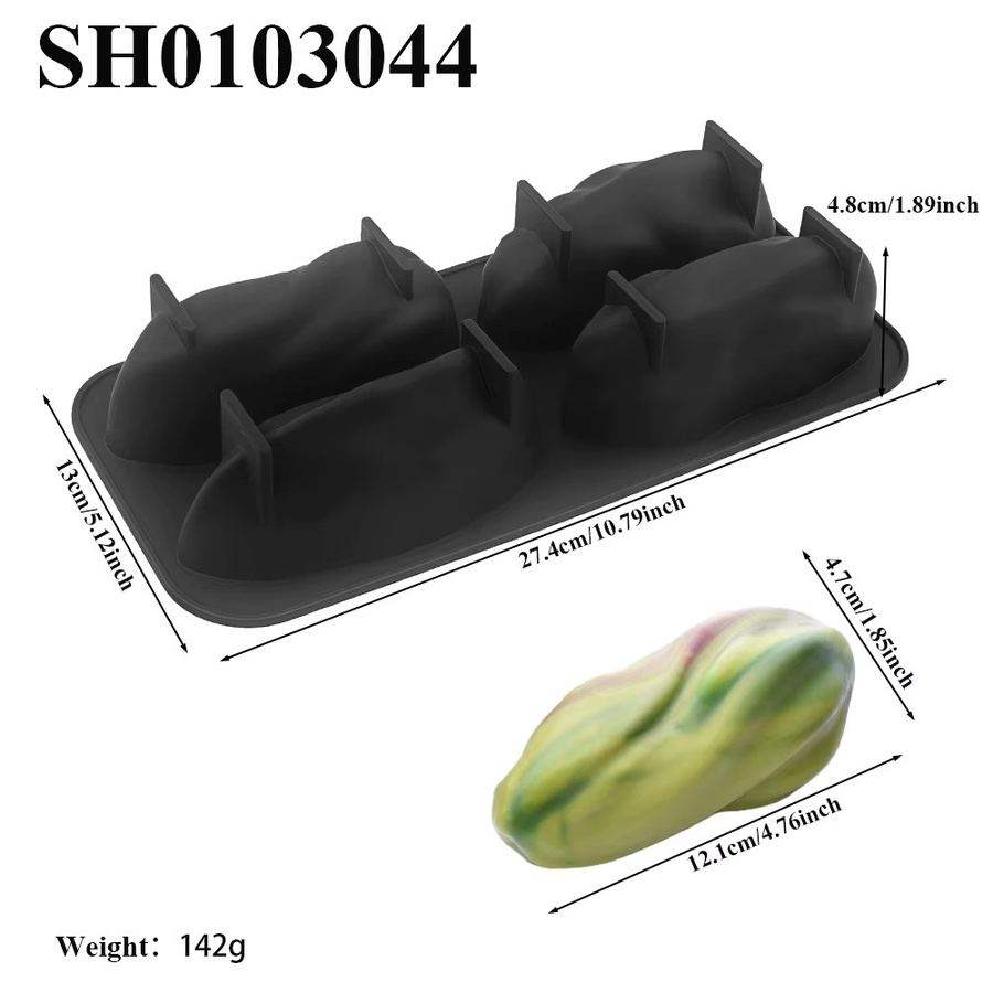 SHENHONG Silikon-Schokoladenform im Pistazien-Design, lebensmittelechte Mousse- und Kuchenform, Schwarz - Bild 2