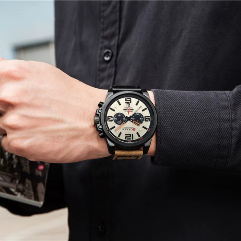 CURREN Chronograph, Quarzuhr, Lederarmband, Schwarz, Herren - Bild 4