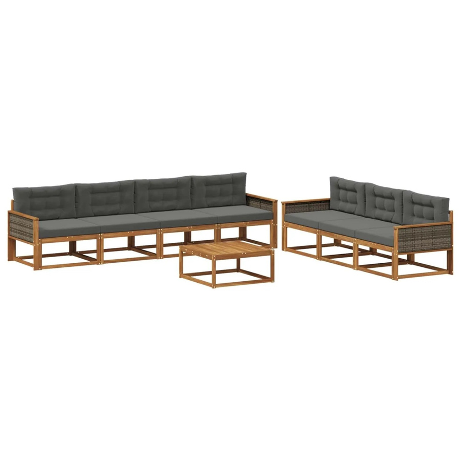 vidaXL Outdoor-Sofagarnitur aus Akazienholz mit Kissen, 8-teiliges Set in Natur und Anthrazit - Bild 2