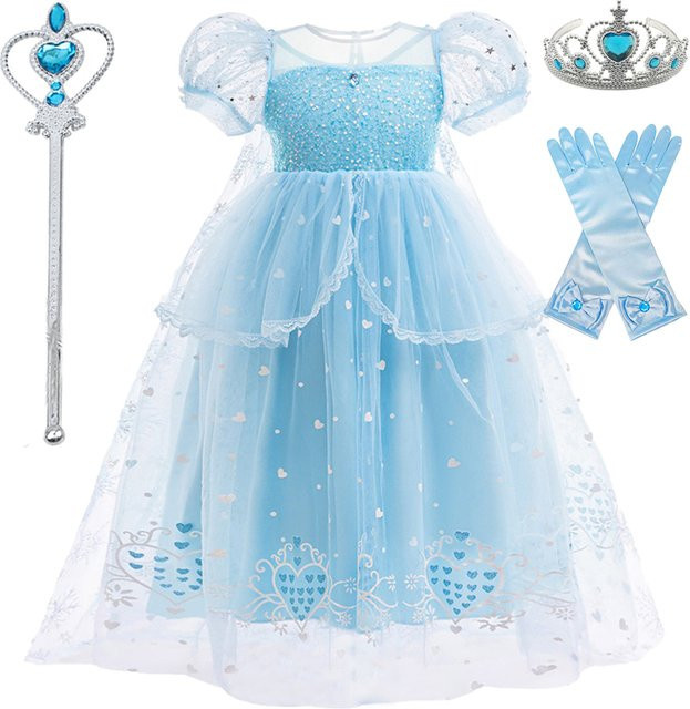 Phantasie Elsa Prinzessin Die Eiskönigin Cosplay Kostüm Kleid, Blau - Bild 1