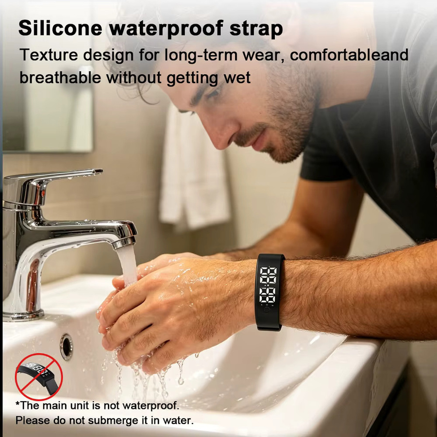 Ola Esporte Smart-Armband Schwarz mit LED-Display, Schrittzähler und Vibrationsalarm, wasserdicht - Bild 6