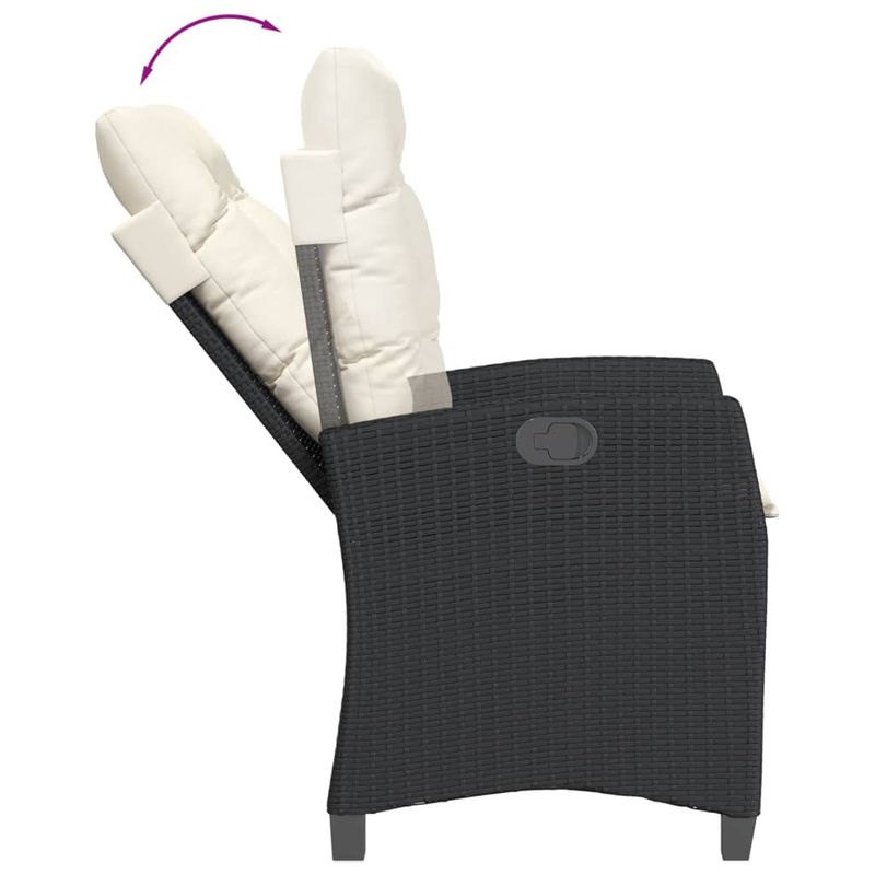 Vidaxl Gartenmöbel-Set aus Polyrattan mit Kissen, 3-teilig, Schwarz - Bild 2