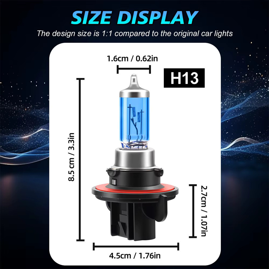 2er-Set Universal H13 Halogen Scheinwerfer Leuchtmittel mit 6000K Hyper Weiß und kühlem Blau, 12V - Bild 3