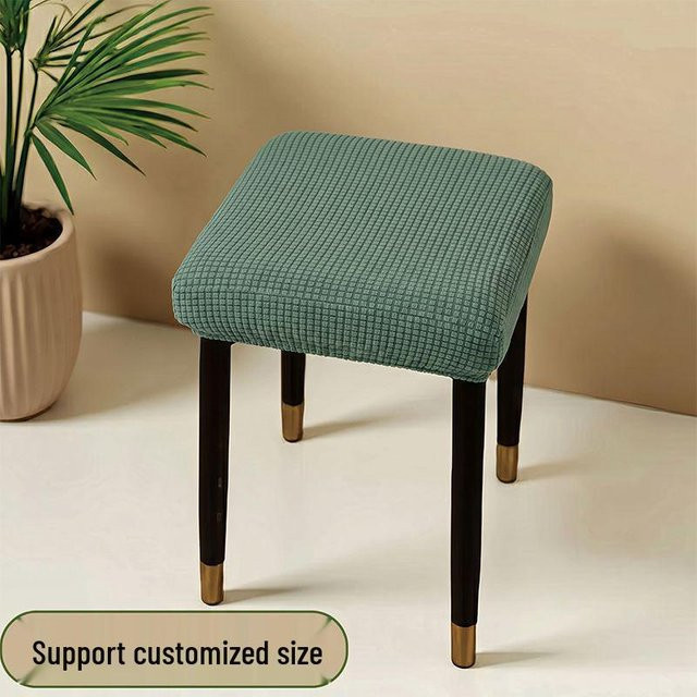 Chose One Hockerbezug aus elastischem Material für Esszimmerstühle und Schminkhocker, Farbe: Grün, Größe: 25-30 cm - Bild 1