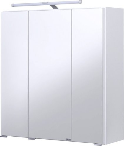 HELD MÖBEL Spiegelschrank Jaca, 3-türig mit LED-Beleuchtung und Shaver-Socket, weiss, B: 60 cm, H: 64 cm, T: 20 cm - Bild 1