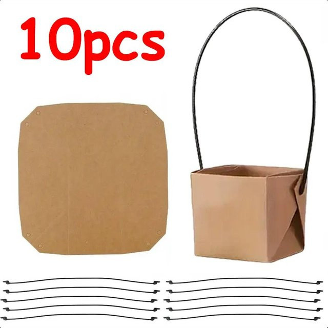 Binchi Kraftpapier Sukkulenten Topfpflanzen Box, braun, faltbar, für Innen und Außen, Durchmesser: 6 cm - Bild 1