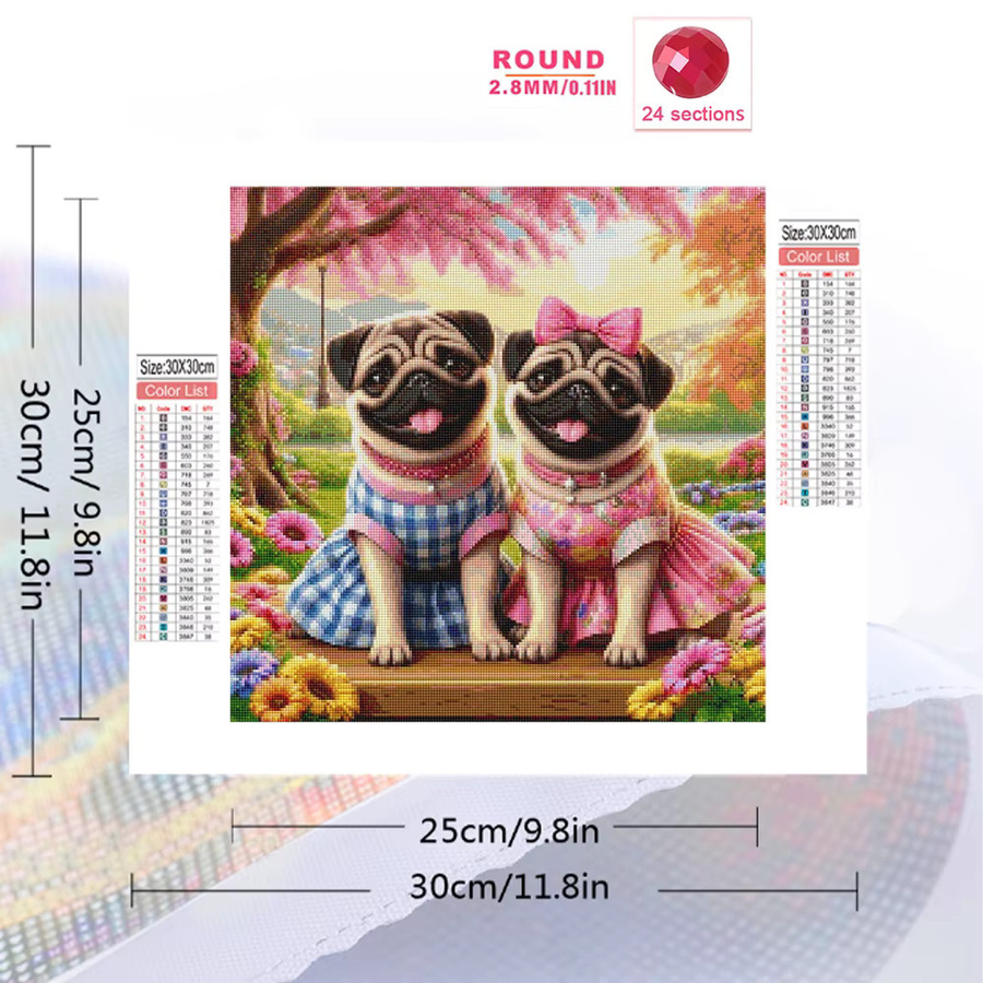 Momoart DIY Diamantmalerei Hund Tierbild als Strass Stickerei-Set in Multicolour, B/B/H: 20 x 20 x 20 cm - Bild 2
