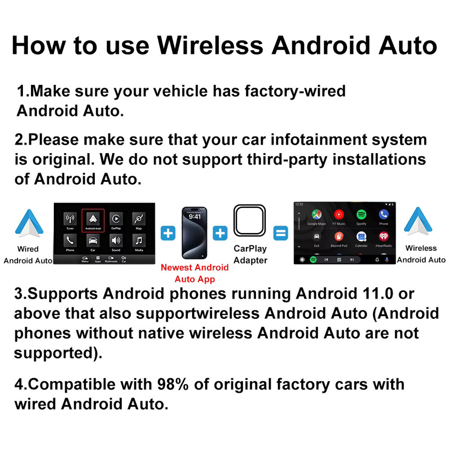 FLIXIVI 2-in-1 CarPlay und Android Auto Adapter Schwarz – Kabelloser Dongle für Apple und Android, Plug-and-Play Universelles Auto-Zubehör - Bild 6