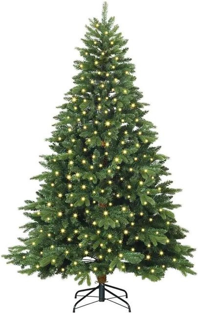 vidaXL Künstlicher Weihnachtsbaum in Grün mit 300 warmweißen LEDs, Höhe: 240 cm, aus PE und PVC - Bild 1