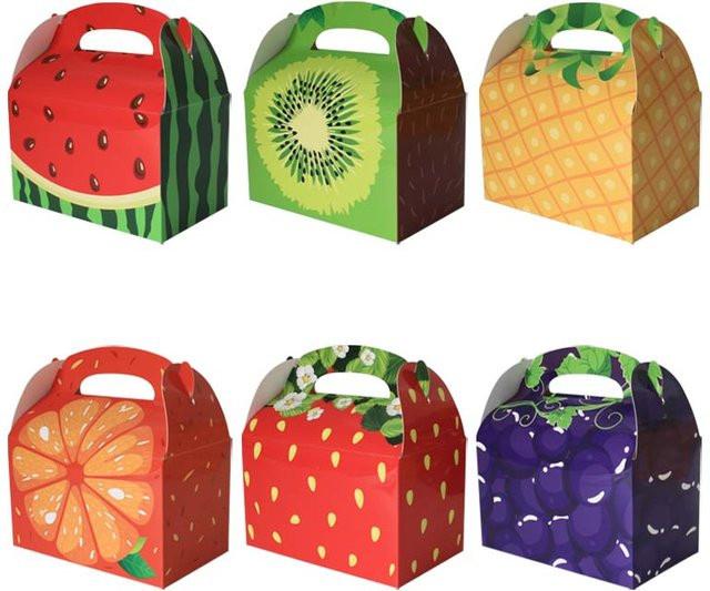 Sommer-Partygeschenkboxen mit Obst-Motiv aus Papier in Mehrfarbig für Geburtstage und Babypartys - Bild 1