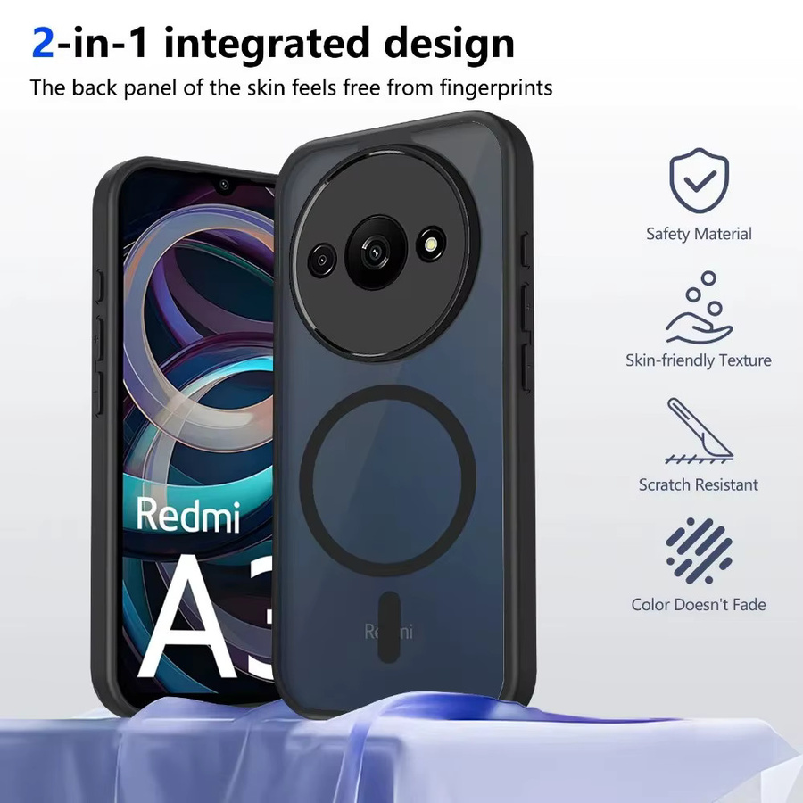 Stoßfeste magnetische Handyhülle für Xiaomi Redmi Turbo 5 Max und Redmi Note 15 Pro Plus Pro+ in Matt Schwarz mit Unterstützung für kabelloses Laden - Bild 3