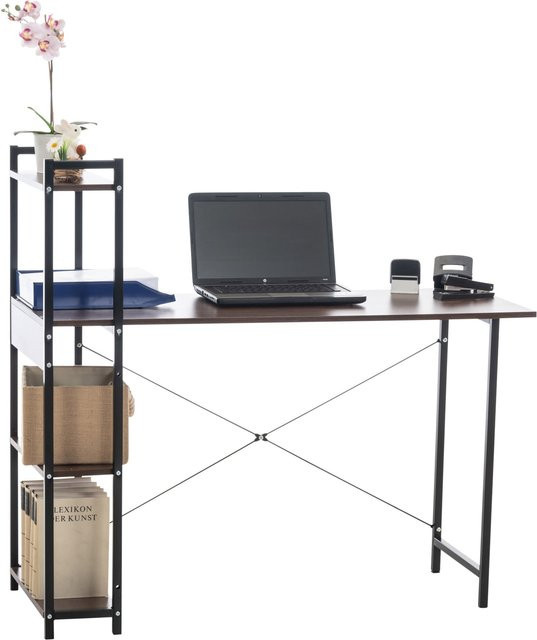 CLP Schreibtisch Poe I Bürotisch im Industrial Look mit Regalen und Stauraum aus MDF - Bild 1