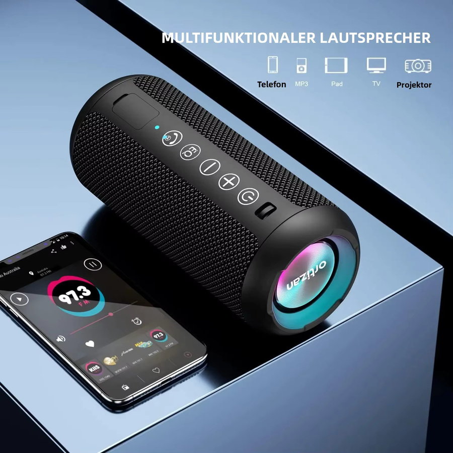 Ortizan X10 Tragbarer Bluetooth-Lautsprecher in Schwarz mit IPX7 Wasserdichtigkeit und TWS-Kopplung - Bild 2