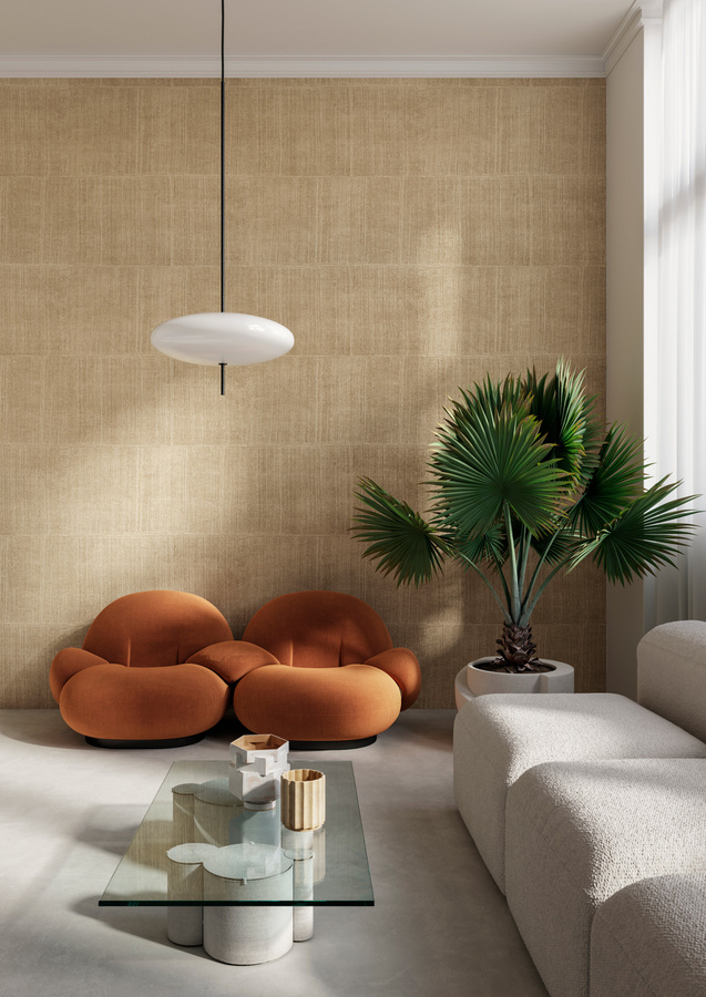 Arte International Tapete Katan Silk in Camel mit Beige und Braun für Wohnzimmer und Schlafzimmer - Bild 1