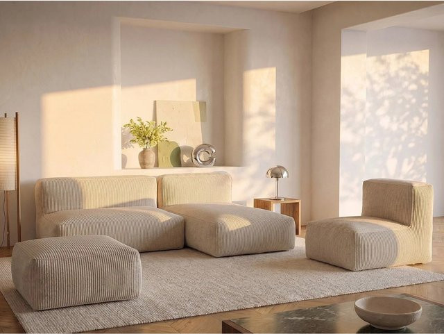 Modulares Sofa Noumara von Vente-unique in Beige, L-Form, Breite: 230 cm, Tiefe: 70 cm - Bild 1
