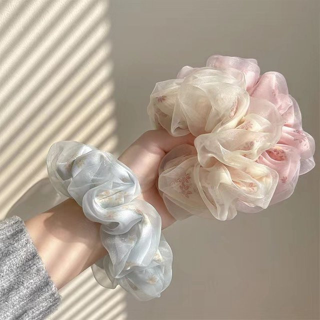 Haargummi Stoff, Blumenmädchen, doppeltes Mesh - Bild 1