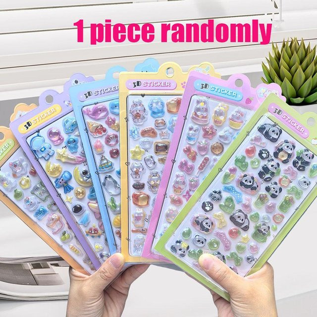 A Family Of Home Textiles Kawaii Tiere 3D Blasensticker in Grau und Multicolour für dein DIY Tagebuch und dekorative Schreibwaren - Bild 1