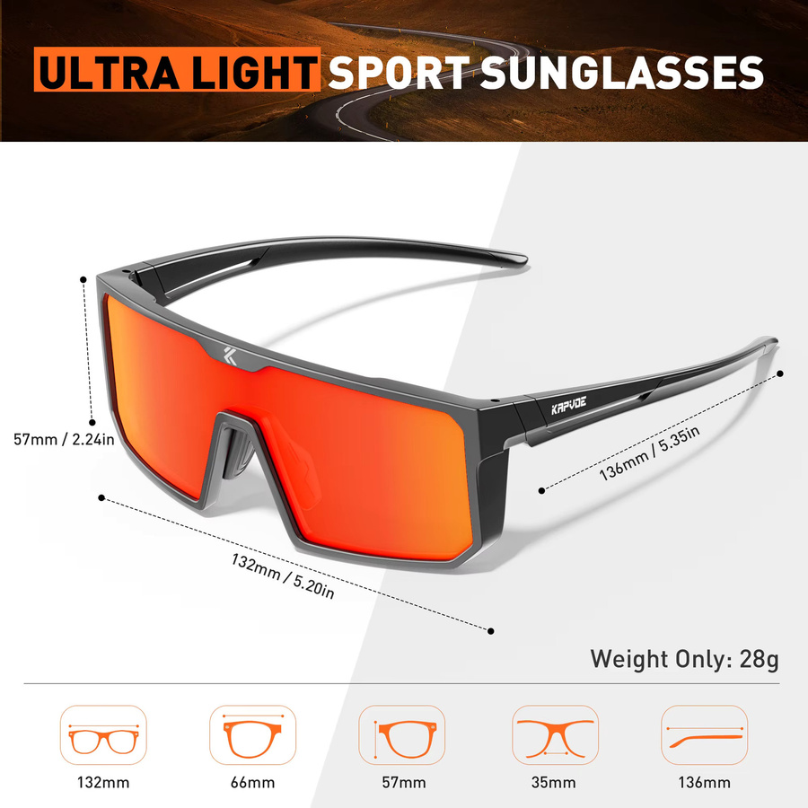 Kapvoe Sportsonnenbrille, polarisiert, Vollrand, black, unisex - Bild 5