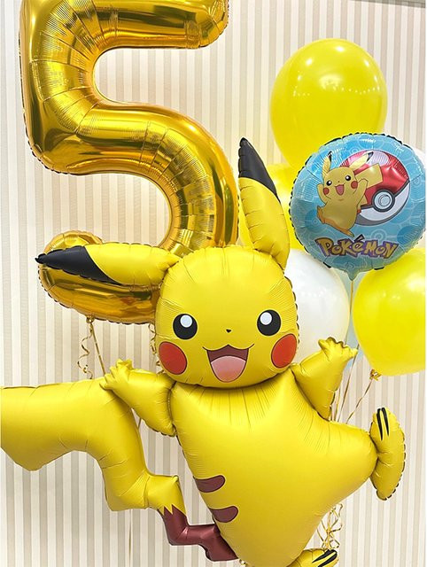 Potdemiel Pikachu Ballon Dekorationsset in Gelb für Partywand und Kuchentisch - Bild 1
