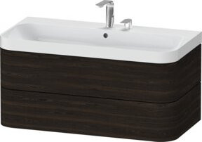 Duravit Möbelwaschtisch Happy D.2 Plus in Nussbaum gebürstet mit 2 Schubladen und 2 Handtuchhalter, B/T: 97,5 x 49 cm - Bild 1