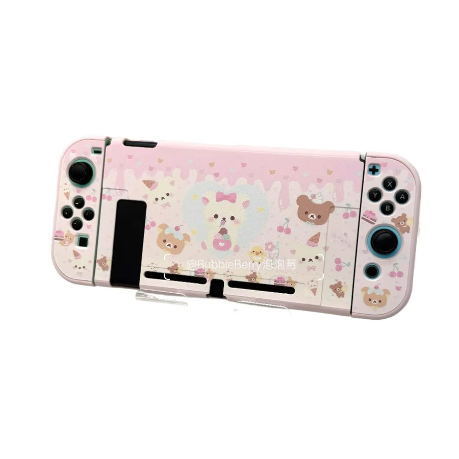 Cartoon Schutzhülle in Pink für Nintendo Switch, Switch OLED und Switch Lite inklusive Joy-Con Dock-Abdeckung - Bild 2