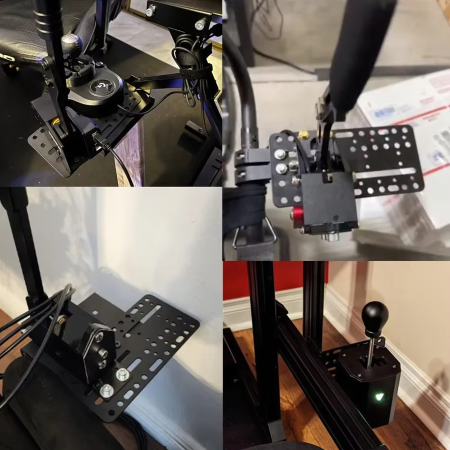 Universal USB Handbremse Halterung Platte für Logitech G27 G25 G29 G920 T500 T300 und Thrustmaster TH8A Shifter in Schwarz - Bild 5