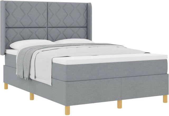 vidaXL Boxspringbett mit Matratze in Hellgrau, B/T/H: 160 x 200 x 163 cm, mit Taschenfederkern und Stoffbezug - Bild 1