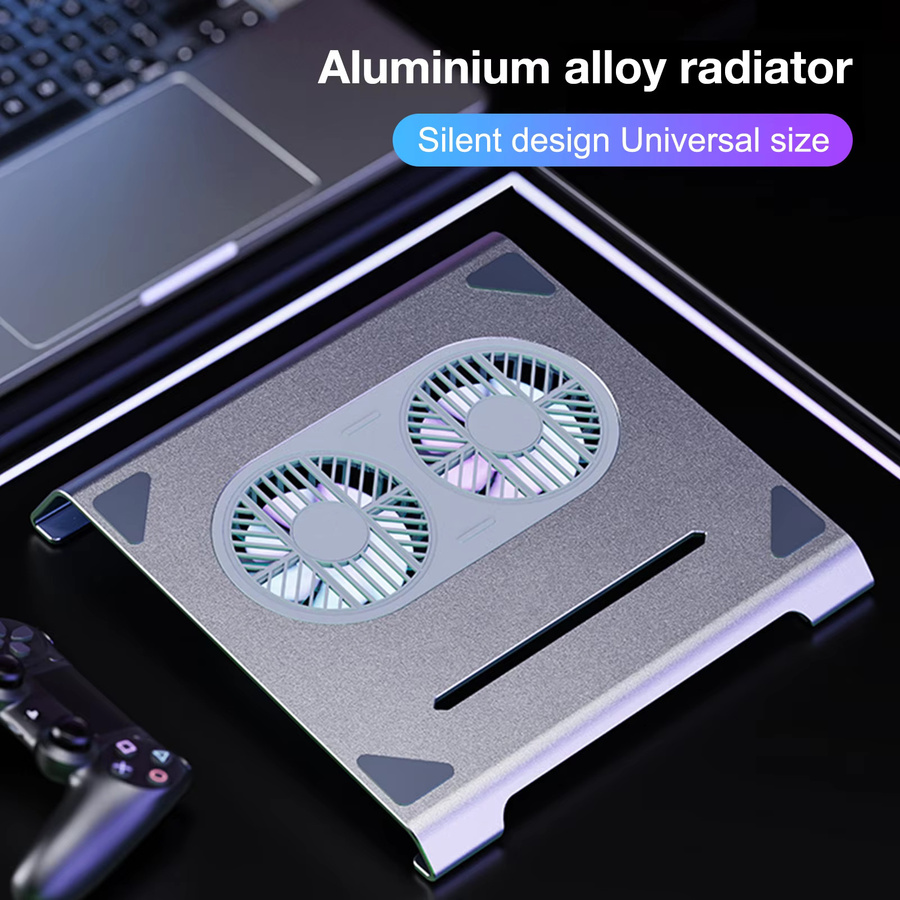 HOWENS Laptop-Kühler aus Aluminiumlegierung in Silber mit Dual-Hochgeschwindigkeitslüftern und verstellbarem Ständer für 10-15 Zoll Laptops - Bild 2