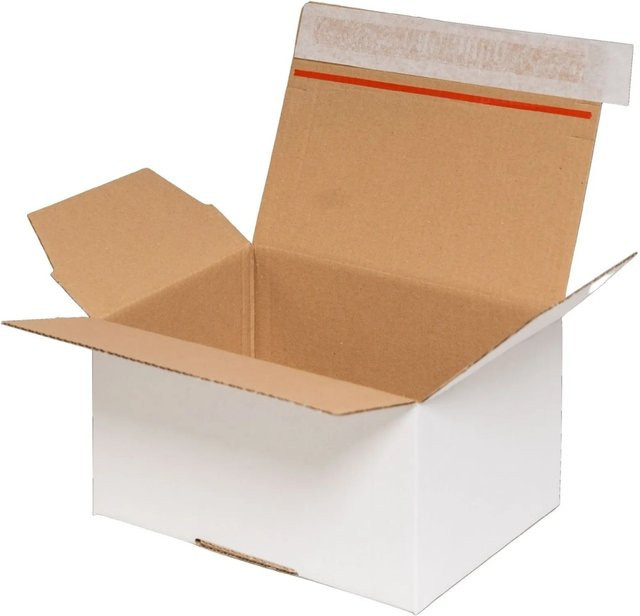 PROREGAL Automatikbodenkarton aus Wellpappe mit Selbstklebeverschluss und Aufreißfaden, Weiß, B/T/H: 16,0 x 13,0 x 7,0 cm - Bild 1