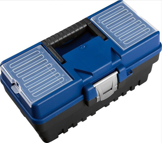 LUX-TOOLS Werkzeugkoffer KWK-14 aus Kunststoff in Blau mit Einsätzen, B/T/H: 39,5 x 21,0 x 17,7 cm - Bild 1