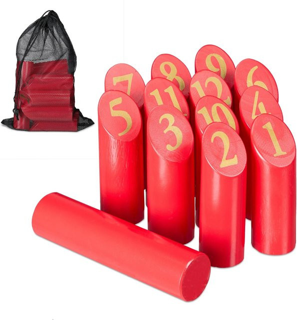 Relaxdays Wikingerspiel Kiefernholz Rot mit Tasche - Bild 1