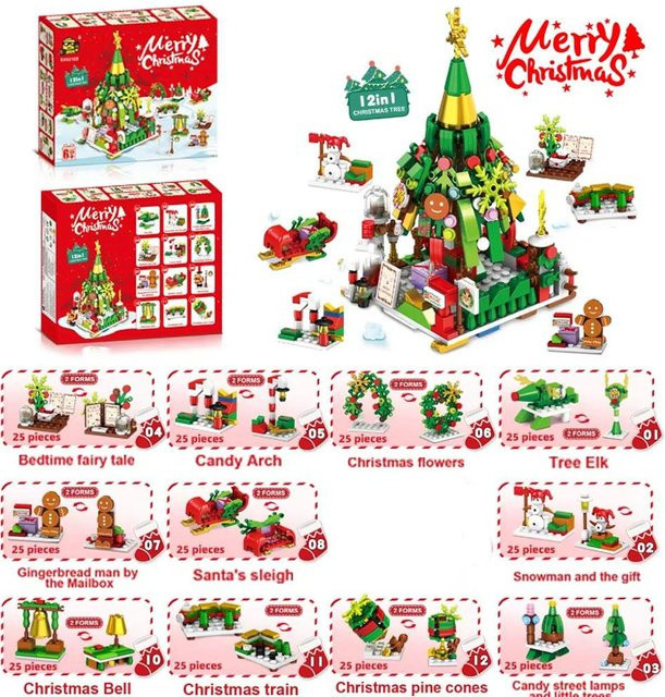 Linyi toy car Weihnachtsbaum Elch Zug, Baustein Set, ab 6 Jahren - Bild 1
