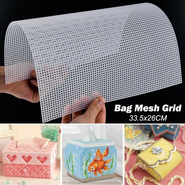 Netzgitter-Beutel aus Kunststoff für Bastelarbeiten und Geldbörsenherstellung, B/H: 33,5 x 26 cm, in Weiß und Schwarz - Bild 1