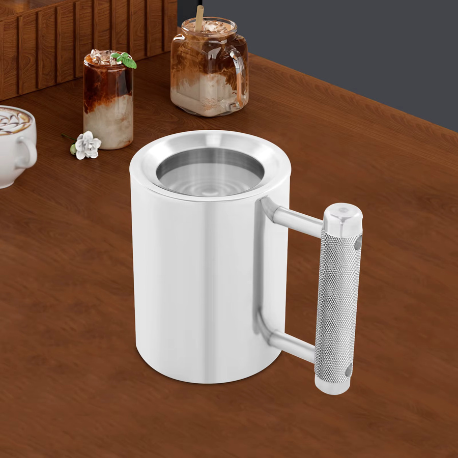 Bymaocar Edelstahlbecher in Silber mit 300 ml Fassungsvermögen und strukturiertem Griff - Bild 2