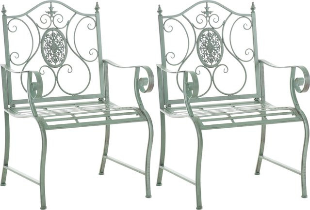 CLP 2er Set Gartenstühle Punjab im Landhausstil aus lackiertem Eisen mit Armlehnen - Bild 1