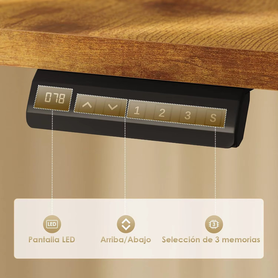 Offigo Elektrischer Höhenverstellbarer Schreibtisch in Vintagebraun mit Speicherfunktion, B/T: 140 x 70 cm - Bild 5