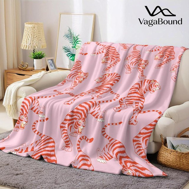 JMG Household Supplies Flanell Decke mit Rosa Tiger Muster, Weich und Warm, B/B: 130 x 150 cm - Bild 1