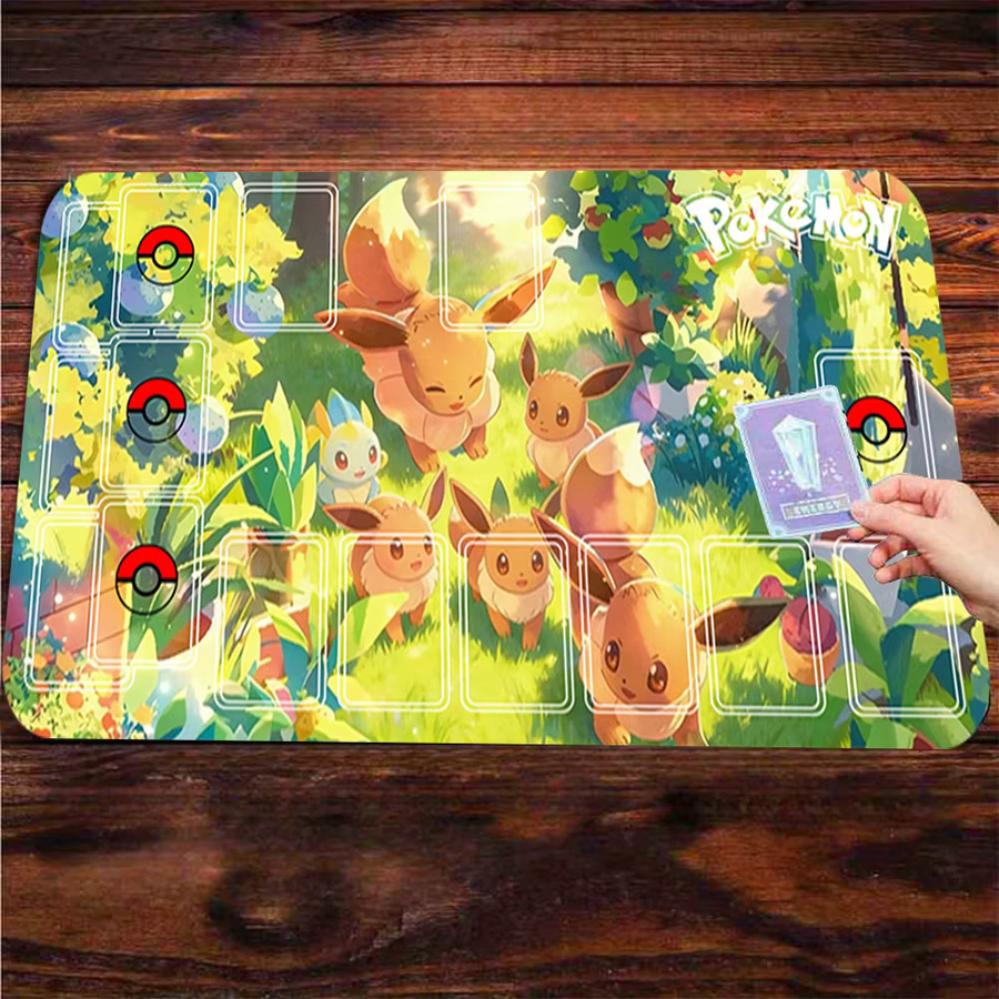 Potdemiel Gaming-Mauspad Pokemon Evoli Familie Wald-Szene, rutschfeste Anime Schreibtischunterlage in Multicolour - Bild 3