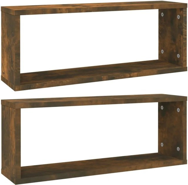 vidaXL Würfelregale 2er Set aus Holzwerkstoff in Räuchereiche, Wandmontage, B: 60 cm, T: 15 cm, H: 23 cm - Bild 1