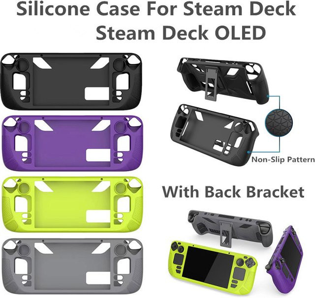 KOMIER Silikonhülle für Steam Deck OLED Spielekonsole in Purple mit integrierter Halterung - Bild 1