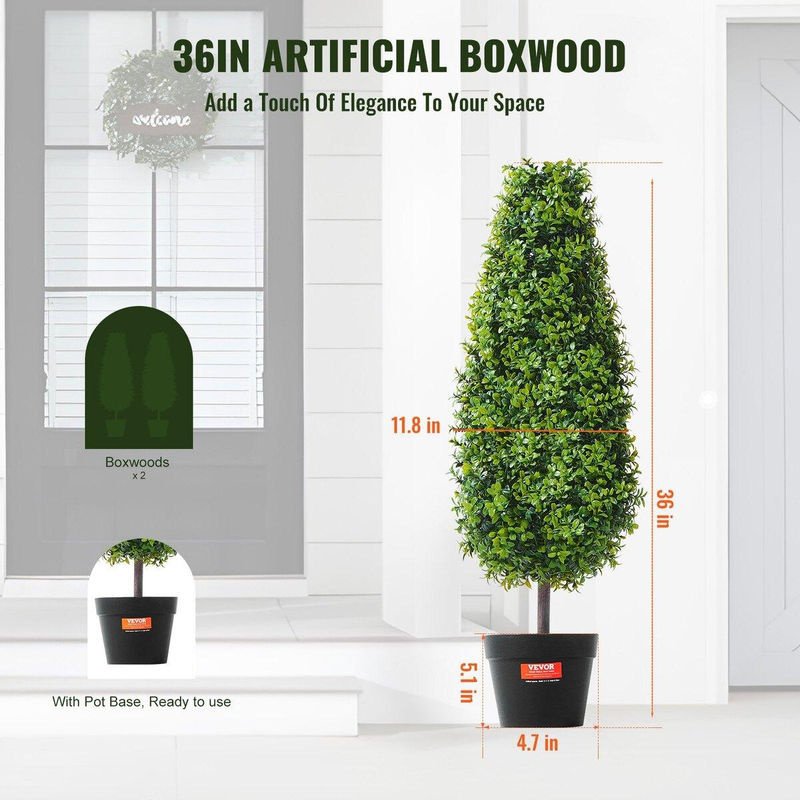 2er-Pack Künstlicher Buchsbaum Formschnittbaum von Buying Solutions, MB in Grün, Topfpflanze aus Kunststoff und Metall, Höhe: 91,4 cm - Bild 3