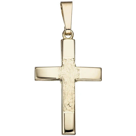 Colfem Anhänger Kreuz, 585 Gelbgold, gehämmert, Unisex - Bild 1