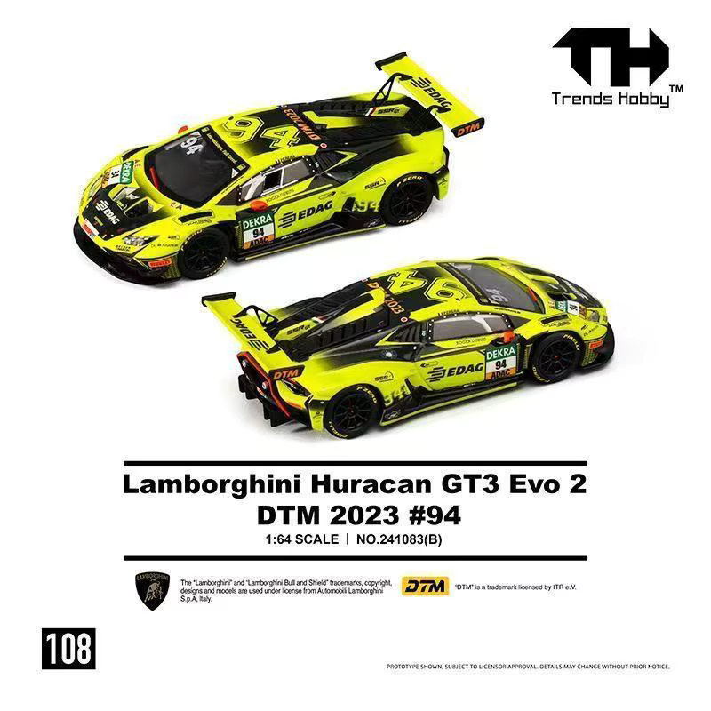 Trends Hobby Lamborghini Huracan GT3 Rennwagen, 1:64, Automodell, Metall, Gelb - Bild 2