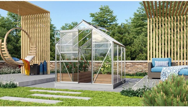 Vitavia Gewächshaus Venus 3800 mit Fundament und Regenrinnen aus eloxiertem Aluminium und Sicherheitsglas, 3,8 m² - Bild 1