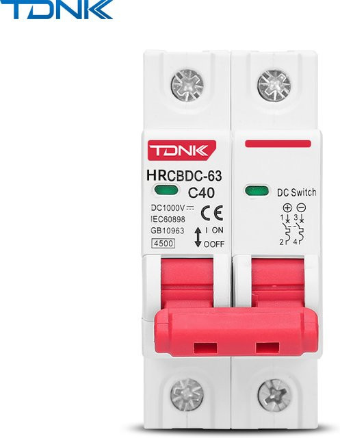 TDNK Solar-Mini-Leistungsschalter 2P DC 1000V Überlastschutzschalter für Photovoltaik-PV-Systeme in Weiß - Bild 1
