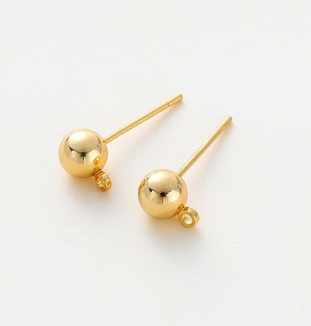 Ohrstecker 14K 18K Vergoldet, Runde Kugel mit Öse, 4mm - Bild 1
