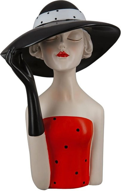 Gilde Figur Lady mit schwarzem Hut in Rot und Schwarz, Höhe: 29,5 cm, Breite: 19,5 cm - Bild 1