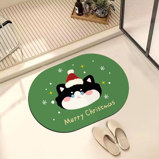 Wasserabsorbierende Anti-Rutsch Badezimmer Matte mit Weihnachts-Design in Grün, B/B: 40 x 60 cm - Bild 1