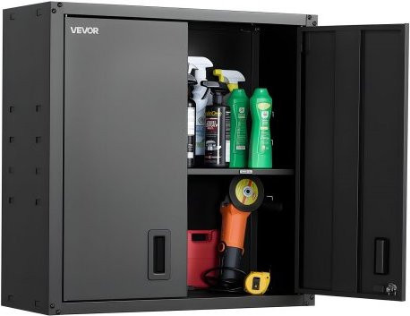 VEVOR Hängeschrank Werkstatt aus Stahl in Schwarz mit abschließbaren Türen und verstellbarem Regal, Wandhängeschrank für Garage und Lager, B/T/H: 76,2 x 31,0 x 76,2 cm - Bild 1